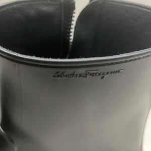 Salvatore Ferragamo black rubber rain boots.  Size 12 D/E